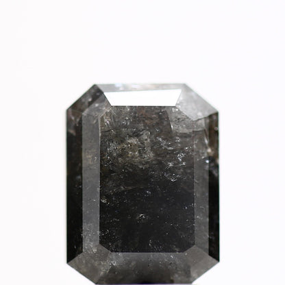 4.93 Carat 10.56 MM Natural Black Emerald Cut Salt and Pepper Diamond