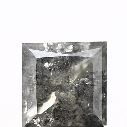 1.25 Carat 5.85 MM Natural Gray Princess Cut Salt and Pepper Diamond