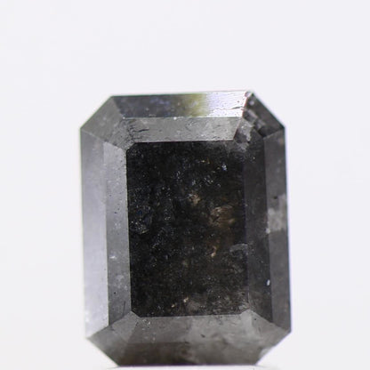 1.88 Carat 7.90 MM Fancy Black Emerald Cut Salt Pepper Diamond