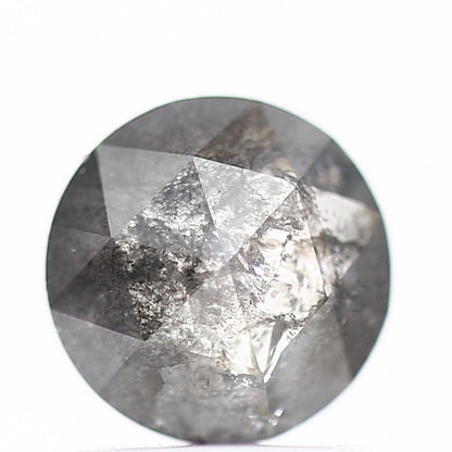 0.96 Carat 6.3 MM Natural Fancy Gray Rose Cut Salt and Pepper Diamond