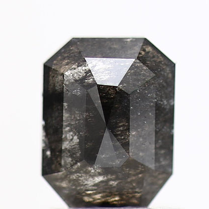 0.78 Carat 6.66 MM Natural Black Emerald Cut Salt and Pepper Diamond