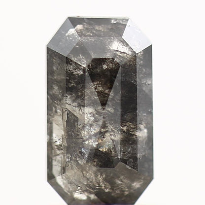 0.88 Carat 8.09 MM Natural Gray Emerald Cut Salt and Pepper Diamond