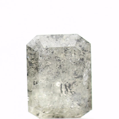 1.15 Carat 7 MM Natural Icy Gray Emerald Cut Salt and Pepper Diamond