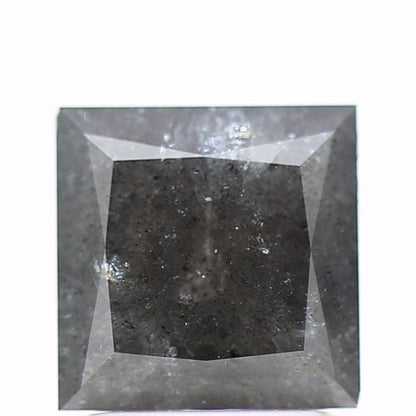 1.80 Carat 6.70 MM Natural Gray Princess Salt and Pepper Diamond