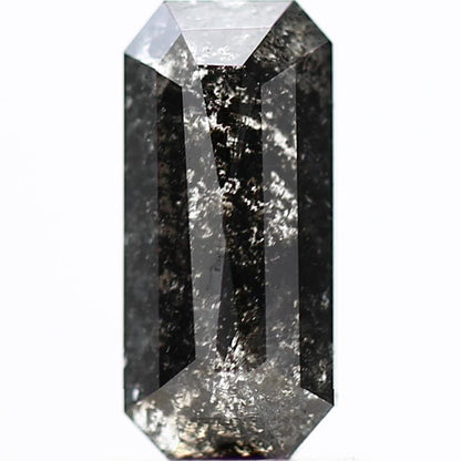 0.75 Carat 8.26 MM Natural Emerald Cut Black Salt and Pepper Diamond