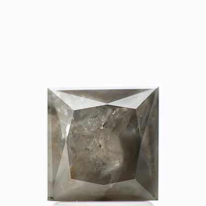 1.80 Carat 6.57 MM Natural Gray Princess Cut Salt and Pepper Diamond