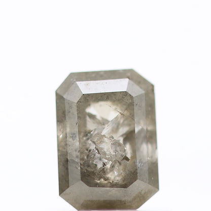 0.58 Carat 5.76 MM Natural Emerald Cut Rustic Gray Loose Diamond