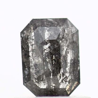 0.48 Carat 5.58 MM Natural Gray Emerald Cut Salt and Pepper Diamond