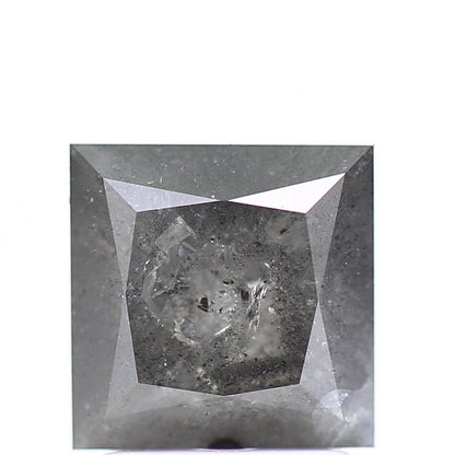 1.84 Carat 6.60 MM Natural Gray Princess Salt and Pepper Diamond