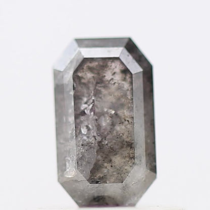 0.53 Carat 5.80 MM Gray Emerald Cut Salt and Pepper Natural Diamond