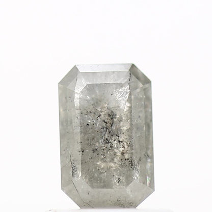 0.73 Carat 6.26 MM Natural Icy Gray Emerald Cut Salt Pepper Diamond