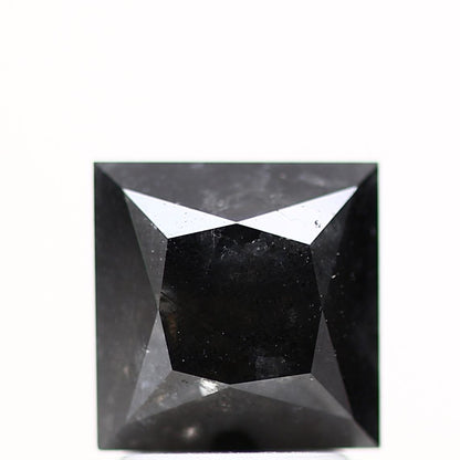 3.13 Carat 7.19 MM Natural Black Princess Cut Salt and Pepper Diamond