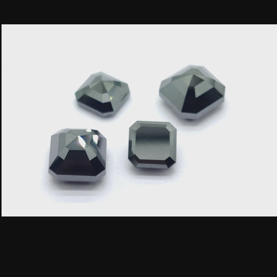 asscher cut black diamond aaa jet black