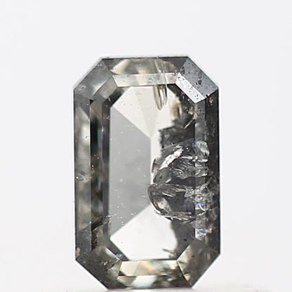 0.41 Carat 5.20 MM Fancy Gray Emerald Cut Salt and Pepper Diamond