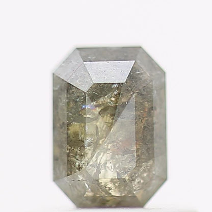 0.62 Carat 5.37 MM Natural Emerald Cut Gray Salt and Pepper Diamond