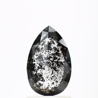 1.05 Carat 8.86 X 5.64 X 2.37 MM Natural Pear Rose Cut Fancy Black Salt Pepper Diamond For Engagement Ring