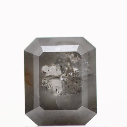 0.73 Carat 5.17 MM Fancy Gray Emerald Cut Salt and Pepper Diamond