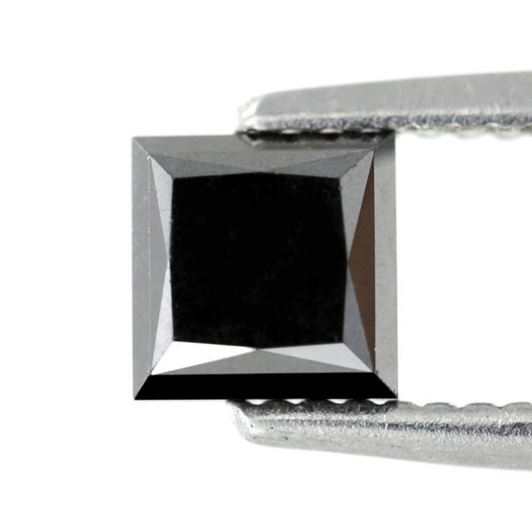 0.85 Carat 4.6 MM Beautiful Flat Top Heated Black Princess Shape Natural Loose Ethically Sourced Diamond - Blackdiamond