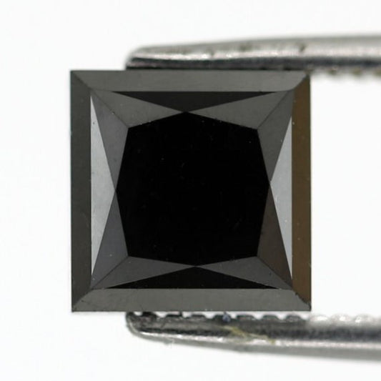 2.25 Carat Princess Cut Ethically Sourced Loose Black Diamond For Making Modern Design Custom Gold Ring - Blackdiamond