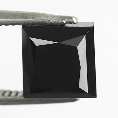 3 Carat 7 MM Natural Loose Princess Cut Diamond Princess Cut Heated Black Color Diamond For Engagement Ring - Blackdiamond