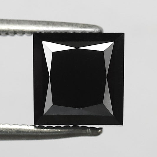 3 Carat 7 MM Natural Loose Princess Cut Diamond Princess Cut Heated Black Color Diamond For Engagement Ring