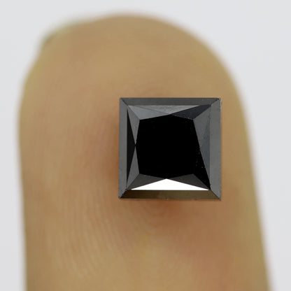 2.25 Carat Princess Cut Ethically Sourced Loose Black Diamond For Making Modern Design Custom Gold Ring - Blackdiamond