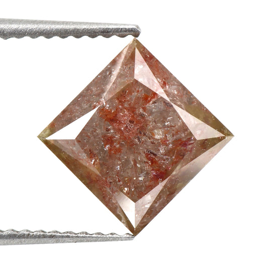 4.38 Carat 7.70 MM Natural Pink Hue Princess Salt and Pepper Diamond
