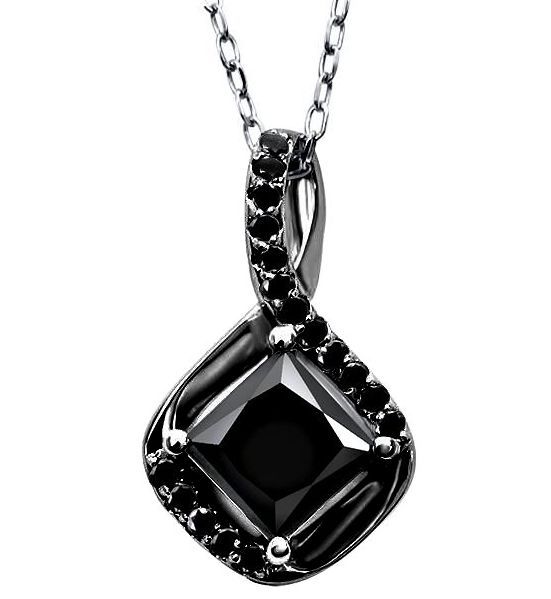 Black diamond pendant on a white background