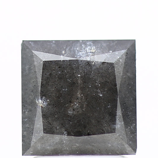 1.80 Carat 6.70 MM Natural Gray Princess Salt and Pepper Diamond
