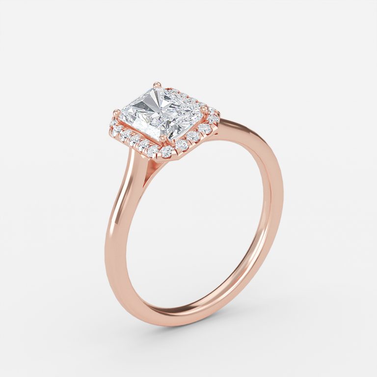 Kevi Radiant Halo Engagement Ring 14K / 18K Solid Gold