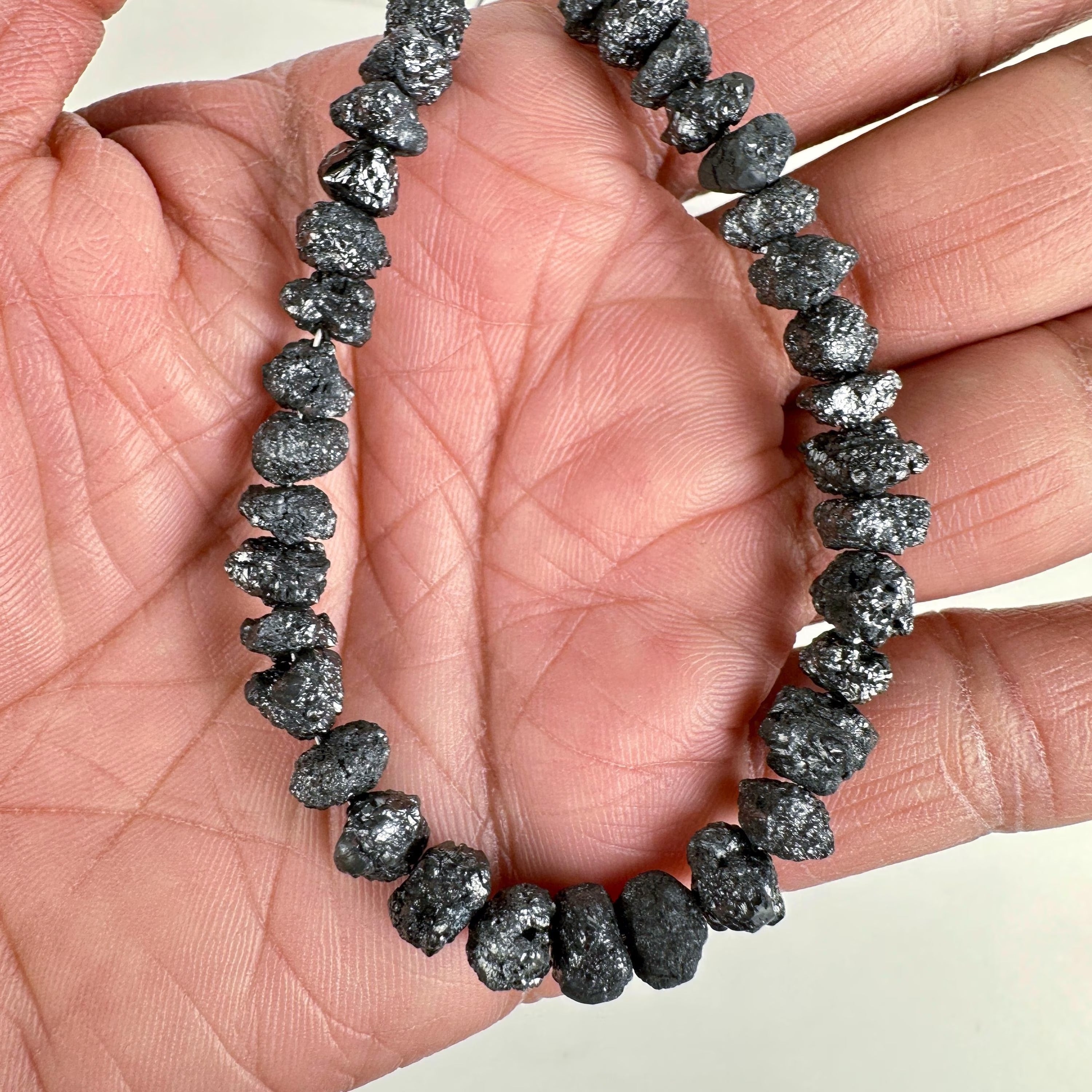 80 Carat Rough Black Diamond Beads 6 - 7 MM