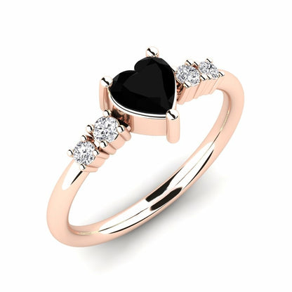 Heart Black Engagement Ring Taylor 14K Rose Gold