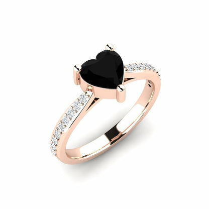 Black Diamond Heart Engagement Ring Kane 14K Rose Gold