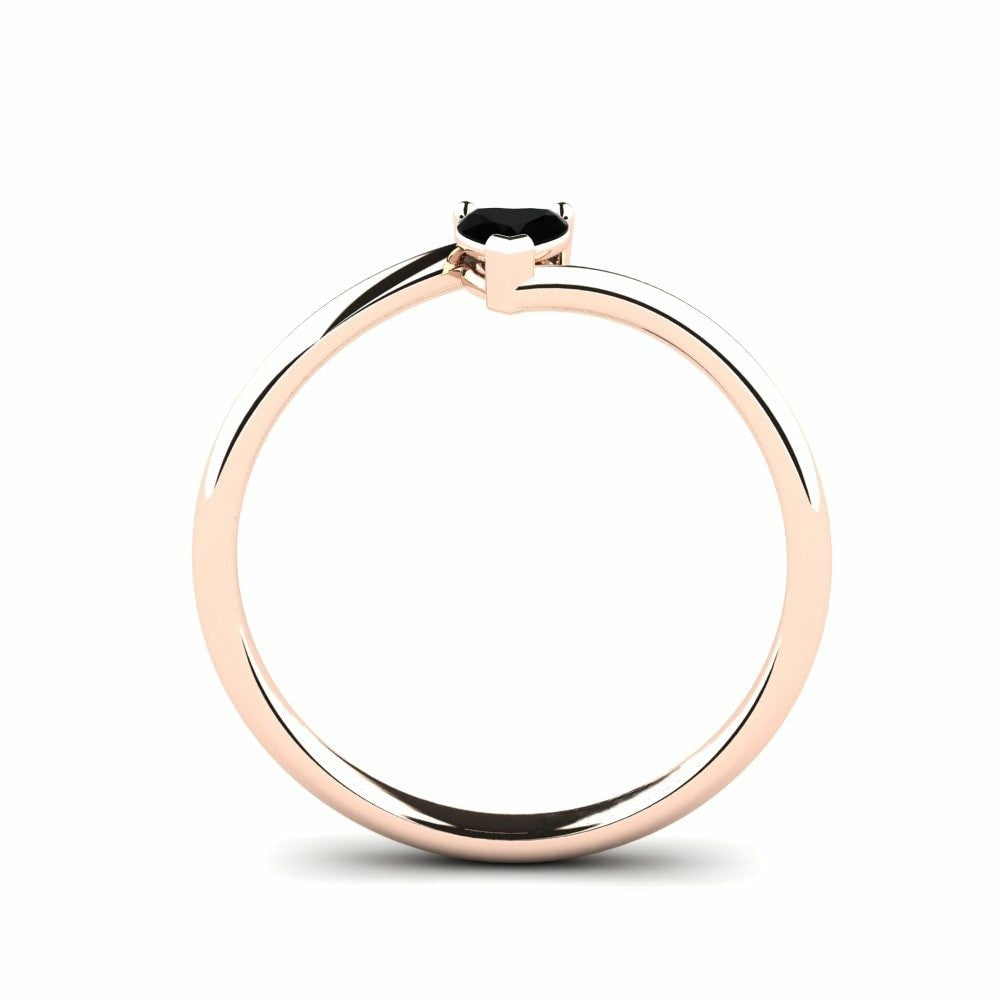 Black Diamond Heart Ring Soulshine 14K Rose Gold