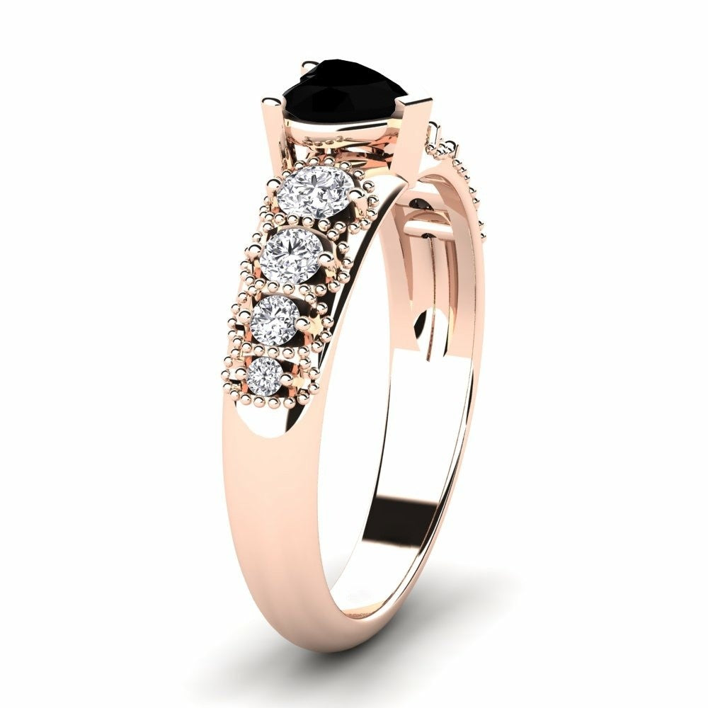 Black Diamond Heart Ring Isadora 14K Rose Gold