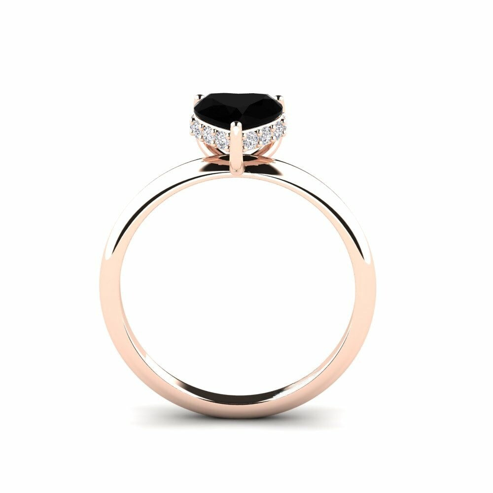 Black Diamond Heart Ring Fiona 14K Rose Gold