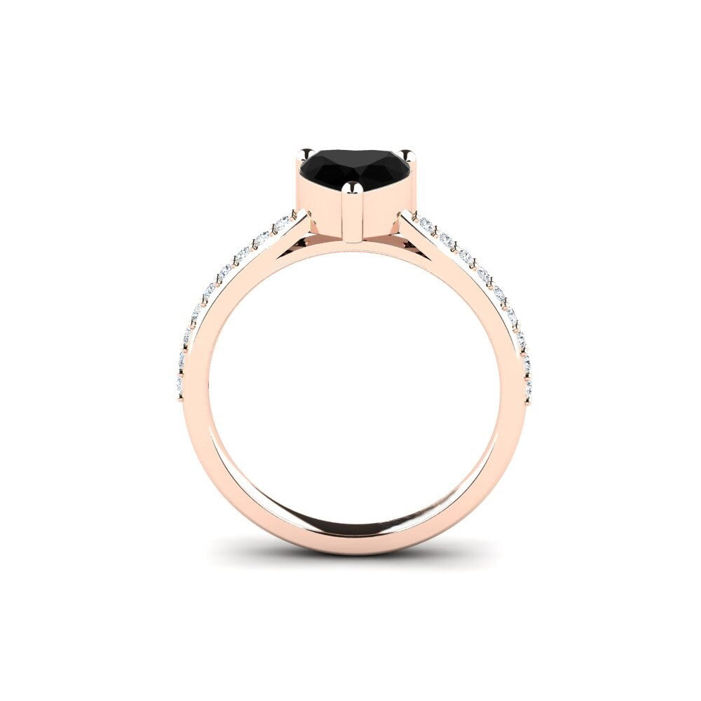 Black Diamond Heart Engagement Ring Kane 14K Rose Gold