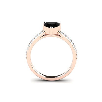 Black Diamond Heart Engagement Ring Kane 14K Rose Gold