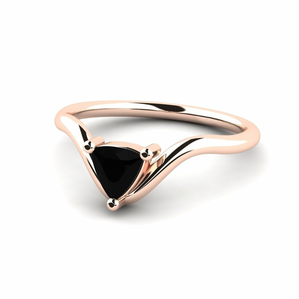 0.50 Carat Natural Trillion Black Diamond 14K Gold Engagement Ring