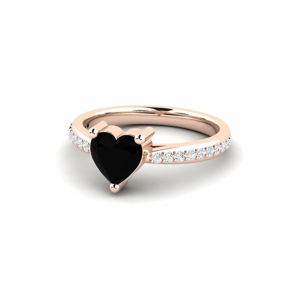 Black Diamond Heart Engagement Ring Kane 14K Rose Gold