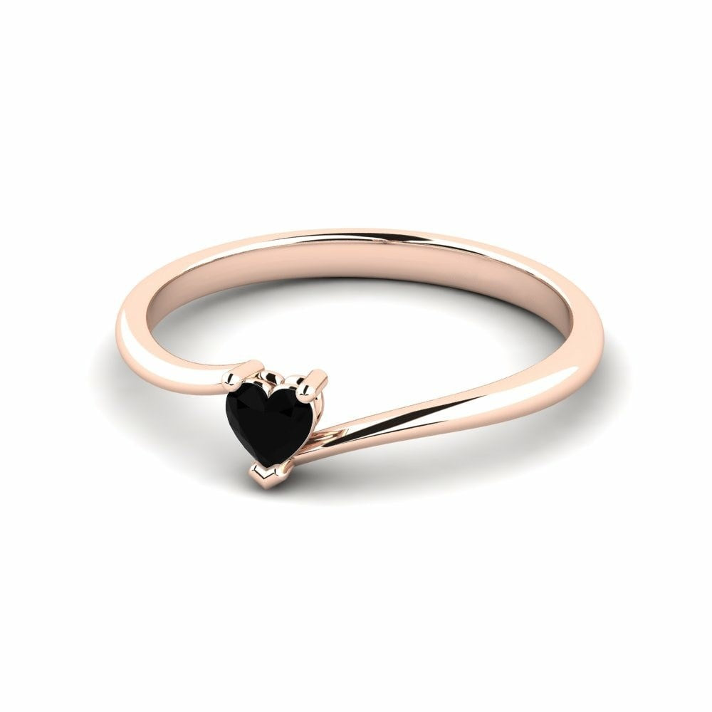 Black Diamond Heart Ring Soulshine 14K Rose Gold