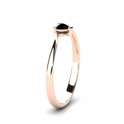 Black Diamond Heart Ring Soulshine 14K Rose Gold