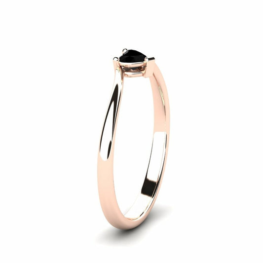 Black Diamond Heart Ring Soulshine 14K Rose Gold