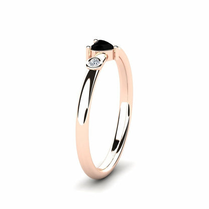 Black Diamond Heart Engagement Ring Jasper 14K Rose Gold