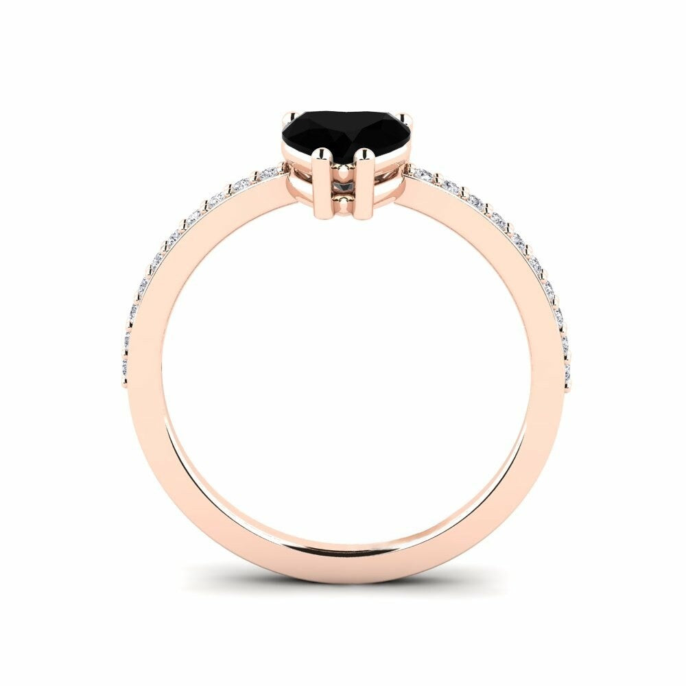 Black Diamond Heart Ring Joy 14K Rose Gold