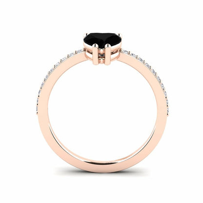 Black Diamond Heart Ring Joy 14K Rose Gold