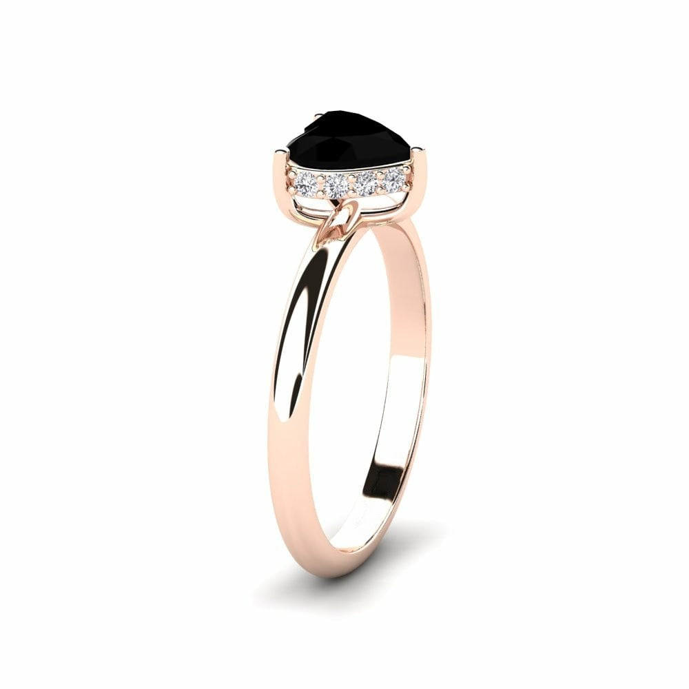 Black Diamond Heart Ring Fiona 14K Rose Gold