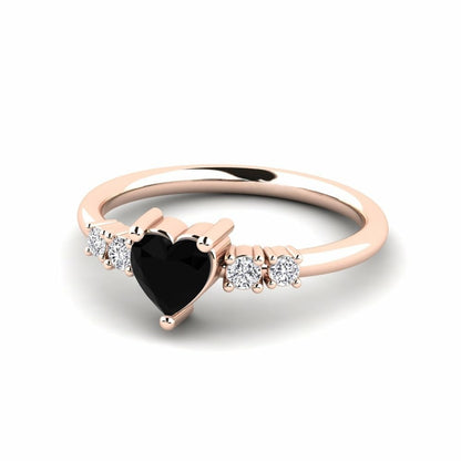 Heart Black Engagement Ring Taylor 14K Rose Gold