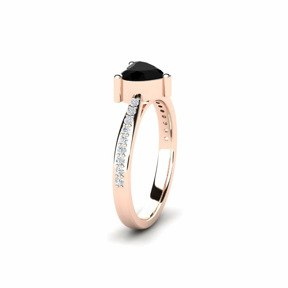 Black Diamond Heart Engagement Ring Kane 14K Rose Gold