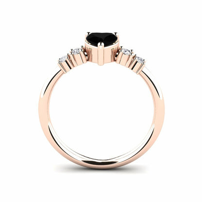 Heart Black Engagement Ring Taylor 14K Rose Gold